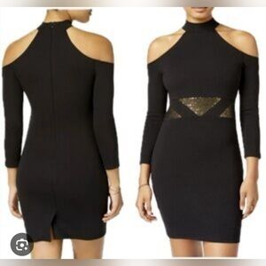 Star Wars Women's Black And Gold Halter Long Sleeve Mini Dress S